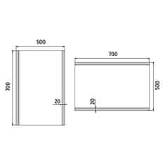 NIMCO Séria 11000 ZP 11001 LED zrkadlo 500x700 rám hliníkový - Nimco