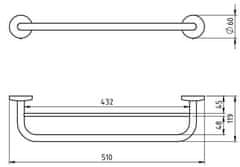 NOVASERVIS Dvojitý držiak uterákov 450 mm Metalia 1 chróm 6124,0 - Novaservis