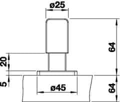 BLANCO ovl. gombík tiahla LEVOS nerez masív hed.lesk nerez hed. lesk 221940 príslušenstvo - Blanco