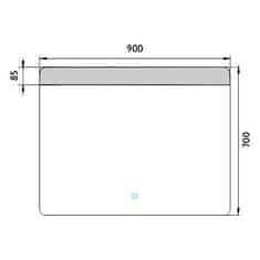 NIMCO Séria 23000 ZP 23019V LED zrkadlo 900x700 s dotykovým senzorom rám hliníkový - Nimco