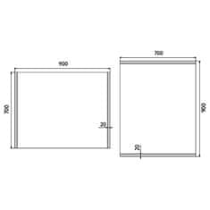 NIMCO Séria 11000 ZP 11019 LED zrkadlo 900x700 rám hliníkový - Nimco