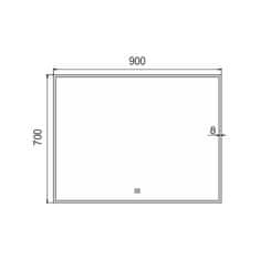 NIMCO Séria 13000 ZP 13019V LED zrkadlo 900x700 s dotykovým senzorom rám hliníkový - Nimco