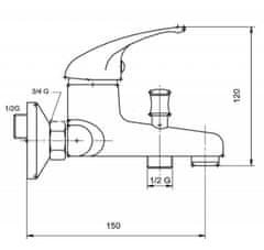 NOVASERVIS Vaňová batéria 100 mm Metalia 55 chróm 55124,0 - Novaservis