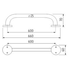 NIMCO Madlo BM 7635-18 Madlo 600x25 mm leštená nerez oceľ - Nimco