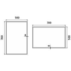 NIMCO Séria 13000 ZP 13001 LED zrkadlo 500x700 rám hliníkový - Nimco