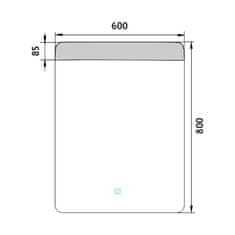 NIMCO Séria 23000 ZP 23002V LED zrkadlo 600x800 s dotykovým senzorom rám hliníkový - Nimco