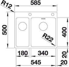 BLANCO ANDANO 340/180-IF/A 525247 dvojdrez, hlavný drez vpravo nerez, lesk vstav/do rov. - Blanco