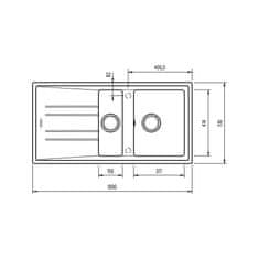 Teka TEKA STONE 60 B-TG 1 1/2B 1D granitový drez nero 115360001 - Teka