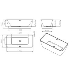 Mexen MALAGA vaňa voľne stojaca 170x80x58 biela, 51421708000 - MEXEN