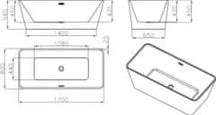 Mexen MALAGA vaňa voľne stojaca 170x80x58 biela, 51421708000 - MEXEN