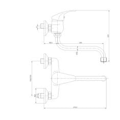 Mereo Sonáta drezová batéria nástenná 100 mm s ramienkom pr. 18 mm - 180 mm M-CB301A01N - Mereo