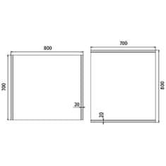 NIMCO Séria 11000 ZP 11003 LED zrkadlo 800x700 rám hliníkový - Nimco