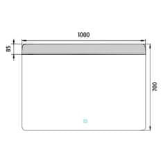 NIMCO Séria 23000 ZP 23004V LED zrkadlo 1000x700 s dotykovým senzorom rám hliníkový - Nimco