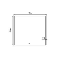 NIMCO Séria 11000 ZP 11003V LED zrkadlo 800x700 s dotykovým senzorom rám hliníkový - Nimco