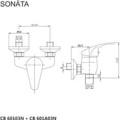 Mereo Sonáta sprchová batéria nástenná 150 mm bez príslušenstva M-CB60103N - Mereo