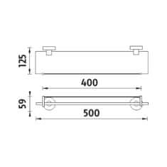 NIMCO Unix UN 13091BX-50-26 Polica s ohrádkou, 50 cm chróm - Nimco