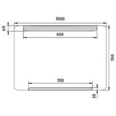 NIMCO Séria 22000 ZP 22004 LED zrkadlo 1000x700 rám hliníkový - Nimco