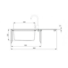 Deante DEANTE PRIME ZSR_A113 Jednodrez s odkvapom 860x500x200 Hybrid, granit-nerez, alabaster - Deante