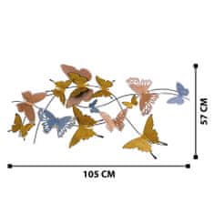 ASIR GROUP ASIR Kovová dekorácia na stenu FAREBNÉ MOTÝLE 105 cm