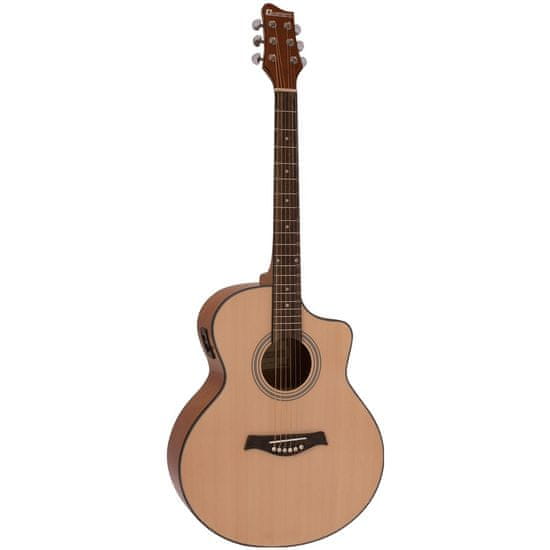 Dimavery STW-50, elektroakustická gitara typu Mini Jumbo, prírodná