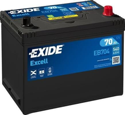 Exide Excell 70Ah Autobatéria , 12V , 540A , EB704