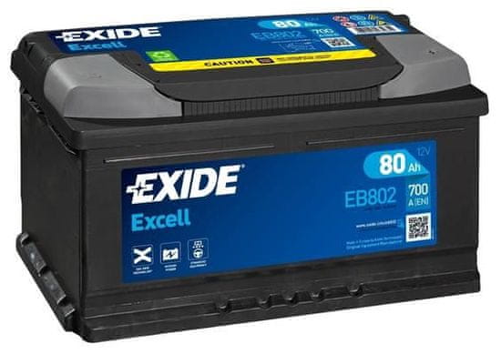 Exide Excell 80Ah Autobatéria , 12V , 700A , EB802