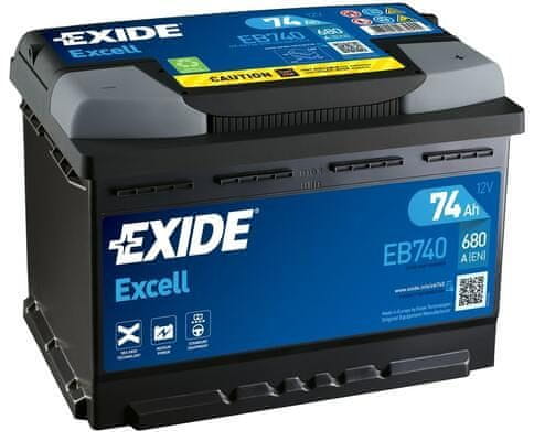 Exide Excell 74Ah Autobatéria , 12V , 680A , EB740