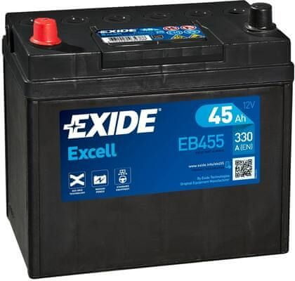 Exide Excell 45Ah Autobatéria , 12V , 330A , ĽAVÁ !!! EB455