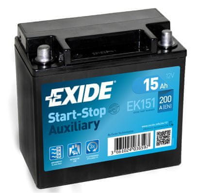 Exide Auxiliary 60Ah Autobatéria Start-Stop 12V , 15Ah , 200A, EK151