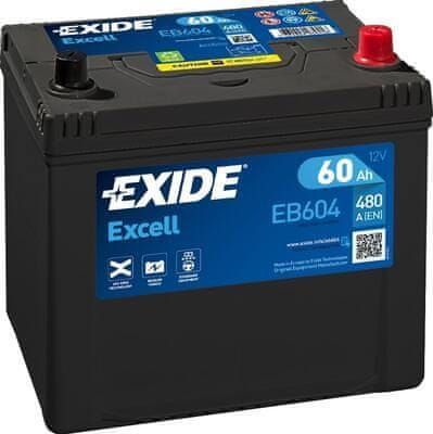 Exide Excell 60Ah Autobatéria , 12V , 480A , EB604