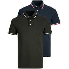 Jack&Jones 2 PACK - pánske polo triko JJEPAULOS Slim Fit 12191216 Navy Blazer Forest Night (PLAY1) (Veľkosť XL)