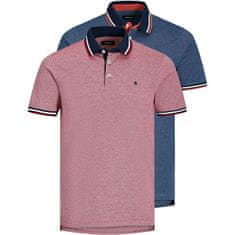 Jack&Jones 2 PACK - pánske polo triko JJEPAULOS Slim Fit 12191216 Rio Red Denim Blue (Veľkosť S)