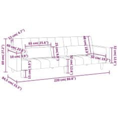 Vidaxl 2-miestna rozkladacia pohovka 2 vankúše a podnožka vínová zamat