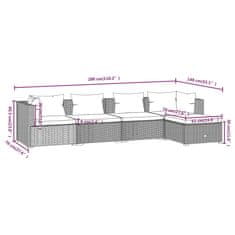 Vidaxl 5-dielna záhradná sedacia súprava s vankúšmi polyratan sivá