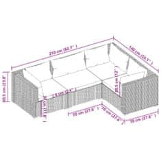 Vidaxl 4-dielna záhradná sedacia súprava s vankúšmi polyratan čierna