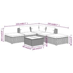 Vidaxl 6-dielna záhradná sedacia súprava s vankúšmi polyratan sivá