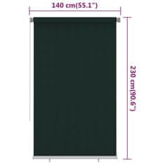 Vidaxl Vonkajšia zatemňovacia roleta 140x230 cm tmavozelená HDPE