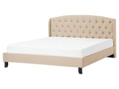 Beliani Čalúnená béžová posteľ 160x200 cm BORDEAUX