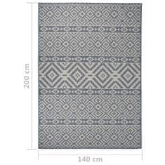 Petromila vidaXL Vonkajší koberec s plochým tkaním 140x200 cm modrý vzorovaný