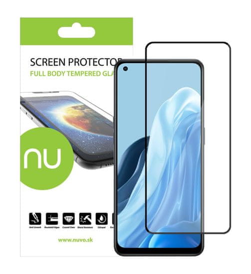 Nuvo ochranné sklo na displej pre Oppo Reno7 Lite 5G čierny rám