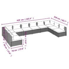 Petromila vidaXL 10-dielna záhradná sedacia súprava s vankúšmi polyratan čierna