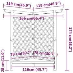 Vidaxl Rohová pergola s lavičkou 166x81x174 cm impregnovaná borovica