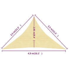 Vidaxl Tieniaca plachta 160 g/m² béžová 3,5x3,5x4,9 m HDPE