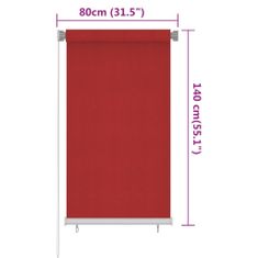 Vidaxl Vonkajšia zatemňovacia roleta 80x140 cm červená HDPE