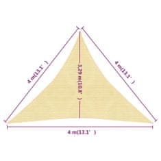 Vidaxl Tieniaca plachta 160 g/m² béžová 4x4x4 m HDPE