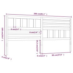 Vidaxl Čelo postele biele 206x4x100 cm masívna borovica