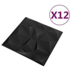 Vidaxl 3D nástenné panely 12 ks 50x50 cm diamantové čierne 3 m²