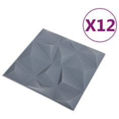 Vidaxl 3D nástenné panely 12 ks 50x50 cm diamantové sivé 6 m²