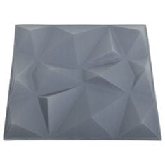 Vidaxl 3D nástenné panely 24 ks 50x50 cm diamantové sivé 6 m²