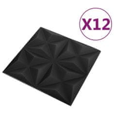 Vidaxl 3D nástenné panely 12 ks 50x50 cm origami čierne 3 m²